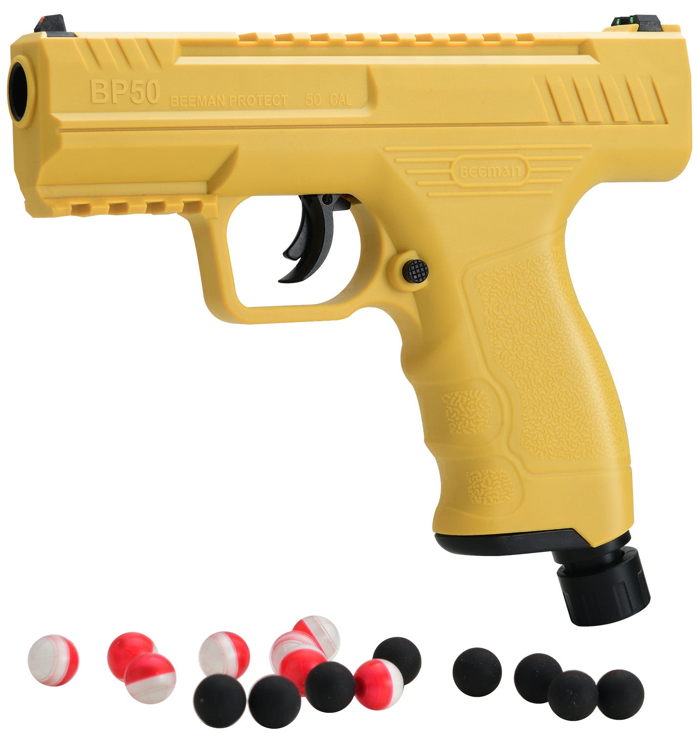 Beeman Model 6055 Projectile Launcher Yellow CO2 50 Caliber Combo with Pepper and Steel Balls