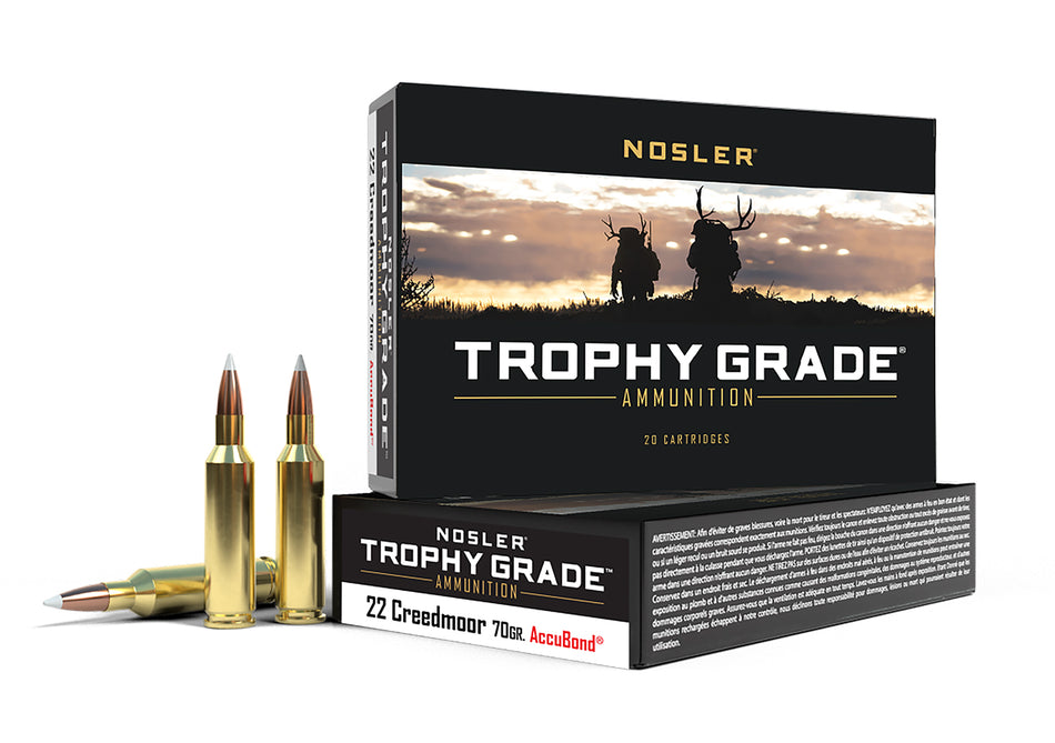 Nosler .22 Creedmoor  70 grain Accubond ammunition