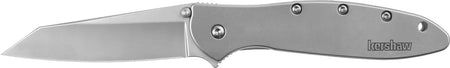 Kershaw 1660R Leek Random Assisted Opening Folder 3" Reverse Tanto 14C28N Blade, Silver Stainless Handle