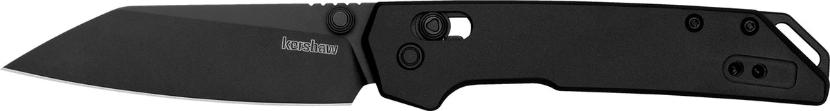Kershaw 2051RBLK Mini Iridium All-Black EDC Folder 3" Reverse Tanto D2 Blade, Black Anodized Aluminum Handle