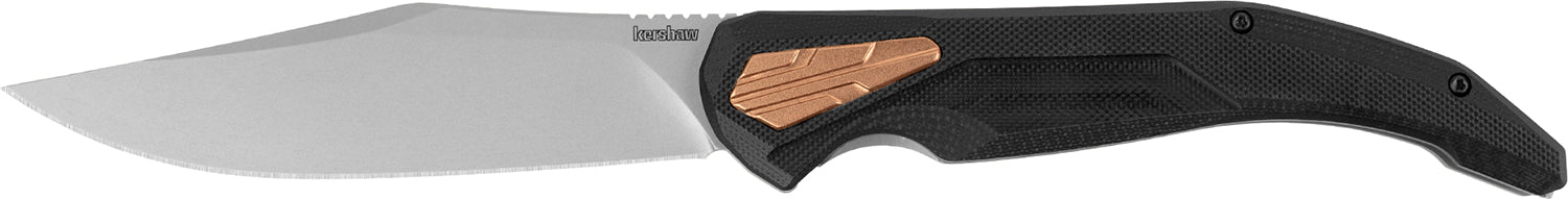 Kershaw 2076 Strata Cleaver Folder 4" Stonewashed D2 Steel Blade, Bead Blasted Stainless and Black G10 Handle