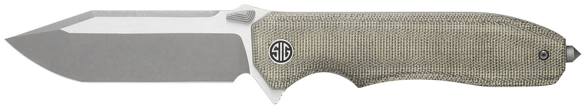 Sig Sauer VA9GT Validus Folding Knife 3.78" Modified Tanto Dark Stonewash M390, Green Micarta