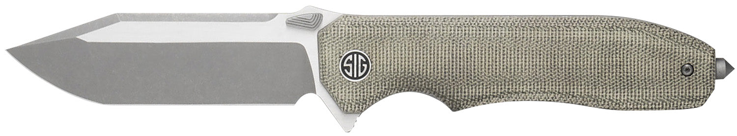 Sig Sauer VA9GT Validus Folding Knife 3.78" Modified Tanto Dark Stonewash M390, Green Micarta