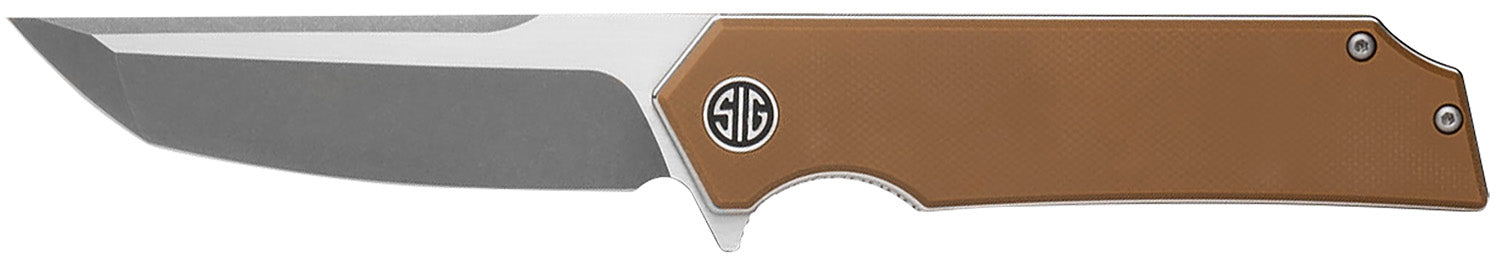 Sig Sauer TS8SBRN Tsuru Folding Pocket Knife 3.30" Tanto Satin 154CM, Coyote Brown G10