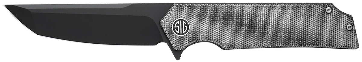 Sig Sauer TS8BB Tsuru Folding Pocket Knife 3.30" Black PVD Tanto 154CM, Salt & Pepper Micarta