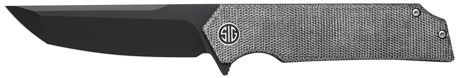 Sig Sauer TS8BB Tsuru Folding Pocket Knife 3.30" Black PVD Tanto 154CM, Salt & Pepper Micarta