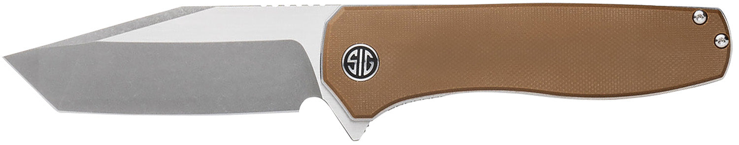 Sig Sauer XISBRN Xiphos Folding Knife 3.40" Dark Stonewash Nitro-V Tanto, Coyote Brown G10