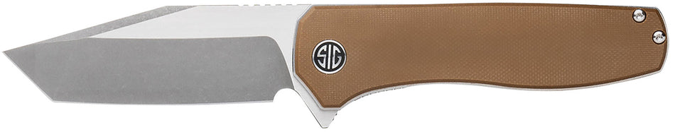Sig Sauer XISBRN Xiphos Folding Knife 3.40" Dark Stonewash Nitro-V Tanto, Coyote Brown G10
