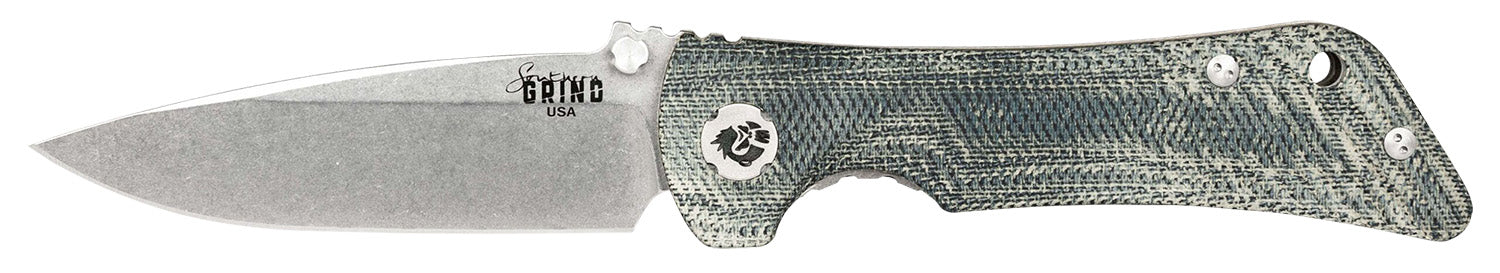 Southern Grind Spider Monkey 3.25" Folding Drop Point CPM MagnaCut Blade, 4.19" Denim Micarta Handle with Pocket Clip