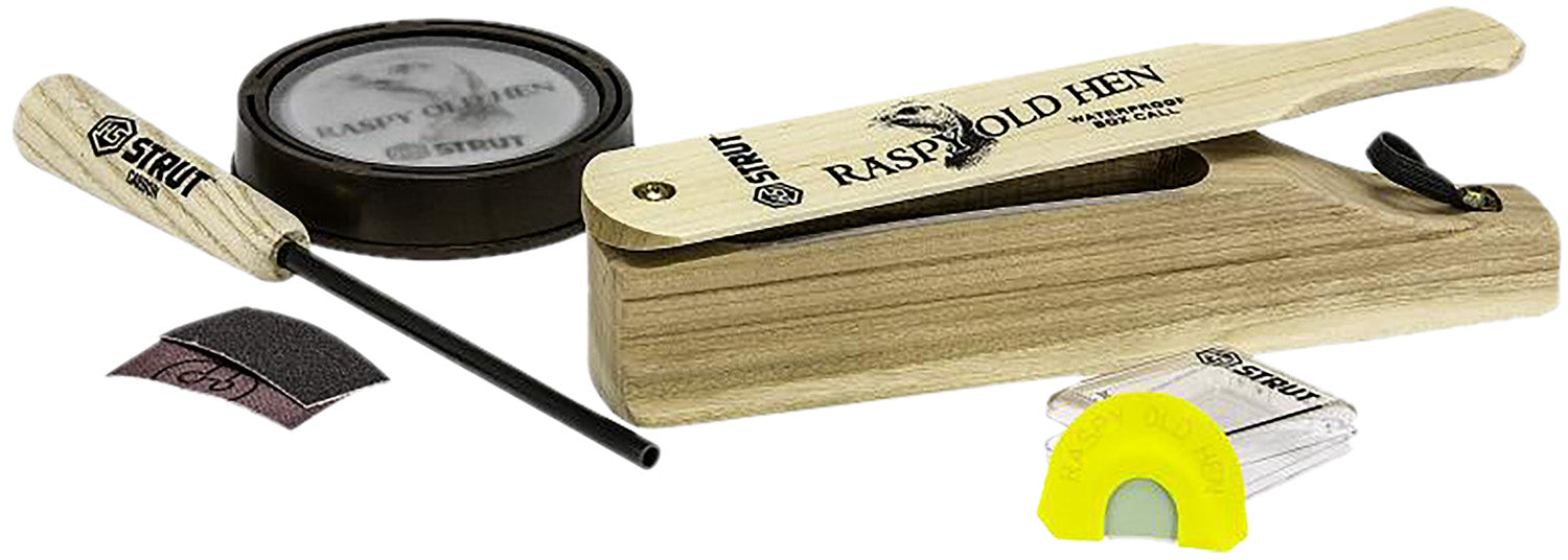 HS Strut HSSTR06928 Raspy Old Hen Turkey Combo Box Call Glass Friction and Diaphragm
