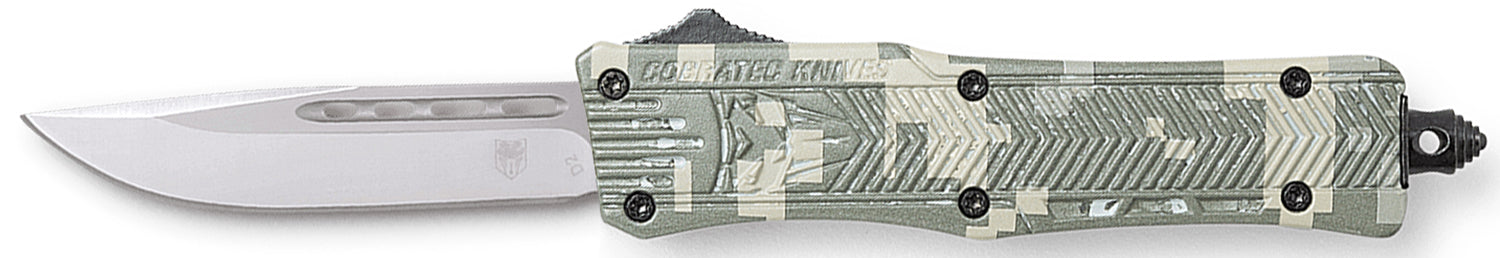 CobraTec CTK-1 Small 2.75" OTF Knife Drop Point Plain D2 Blade Digital Camo Alloy Handle