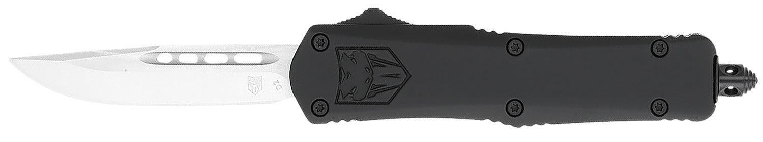 CobraTec FS-3 Small 2.75" OTF Ambidextrous Knife Drop Point D2 Blade Black Aluminum Handle