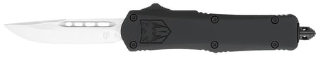 CobraTec FS-3 Small 2.75" OTF Ambidextrous Knife Drop Point D2 Blade Black Aluminum Handle