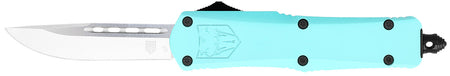 CobraTec FS-3 Small 2.75" OTF Ambidextrous Knife Drop Point D2 Blade Mint Blue Handle