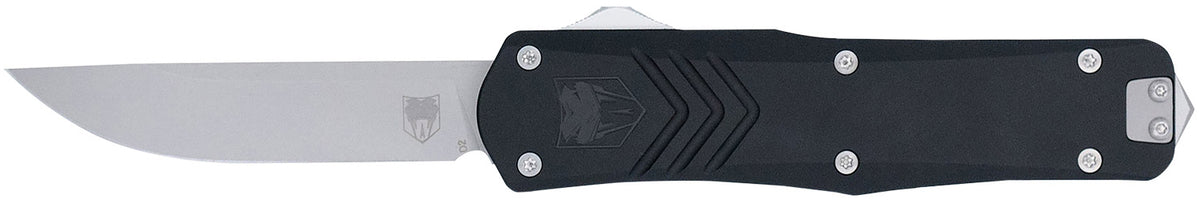 CobraTec FS-X Generation III Medium OTF Knife 3" Stonewashed D2 Drop Point Blade Black Handle
