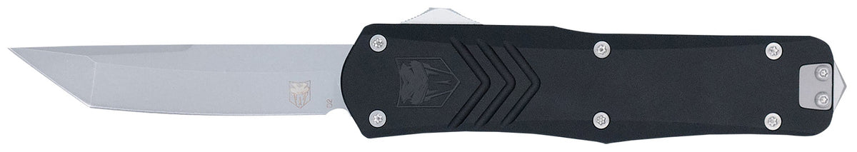 CobraTec FS-X Generation III Medium OTF Tanto Knife 3" Stonewashed D2 Blade Black Handle