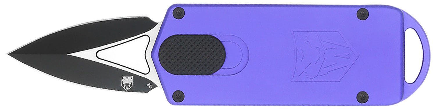 CobraTec ASP OTF Dagger Knife 1.94" Plain D2 Blade 3.31" Purple Alloy Handle