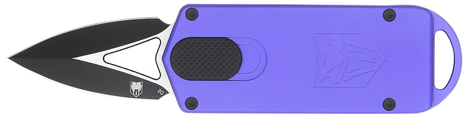 CobraTec ASP OTF Dagger Knife 1.94" Plain D2 Blade 3.31" Purple Alloy Handle