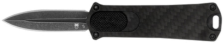 CobraTec 952 OTF Dagger Knife 1.75" Stonewashed D2 Blade Black Anodized Handle
