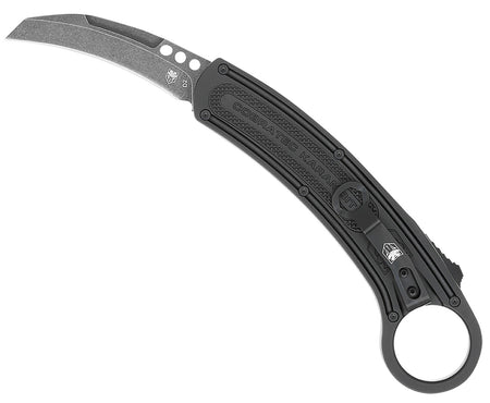 CobraTec CTBKRH Karambit Auto OTF 2.75" Plain D2 Steel Blade 5.88" Black Anodized Aluminum Handle Finger Ring