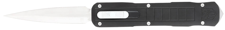CobraTec Knives Raptor 3.13" Out-the-Front Dagger Plain D2 Steel Black Aluminum Handle