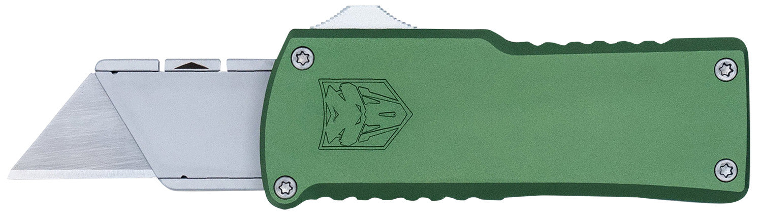 CobraTec Knives CTOTFUTODG OTF Utility Knife Plain Aluminum Blade 3.38" OD Green Anodized Handle