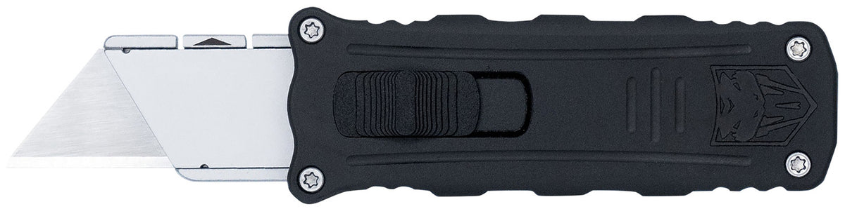 CobraTec Knives CTOTFUKSBBLK OTF Side Button Utility Knife Aluminum Blade 3.38" Black Anodized Handle