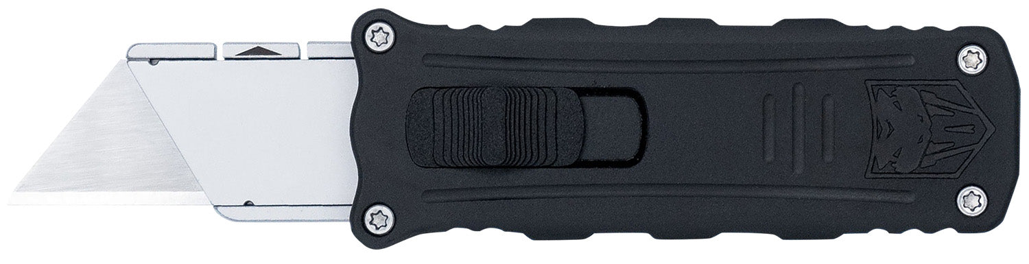 CobraTec Knives CTOTFUKSBBLK OTF Side Button Utility Knife Aluminum Blade 3.38" Black Anodized Handle