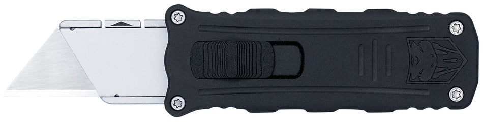CobraTec Knives CTOTFUKSBBLK OTF Side Button Utility Knife Aluminum Blade 3.38" Black Anodized Handle
