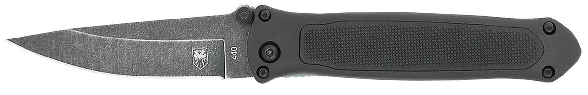 CobraTec Knives BLKHRQS Quick Strike 3.25" Automatic Folding Drop Point 440 SS Blade Black G10 Handle