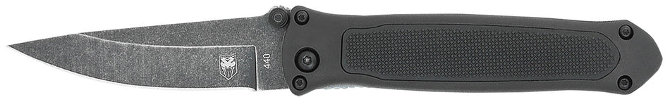CobraTec Knives BLKHRQS Quick Strike 3.25" Automatic Folding Drop Point 440 SS Blade Black G10 Handle