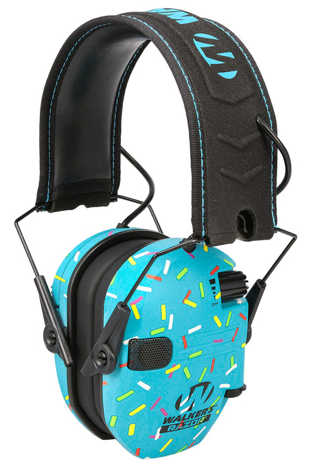 Walker's GWPFKDMSPRNKBL Youth Passive Over-the-Head Earmuff Blue Sprinkles