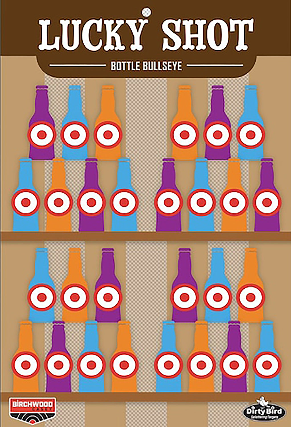 Birchwood Casey BC-35772 Lucky Shot Bottles Dirty Bird Paper Targets 12"x18" 6 Pack