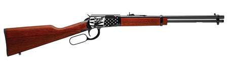Rossi RL22181WD-EN22 Rio Bravo 22 LR 15+1 18" Black Polished Alloy Steel Barrel, Black Engraved w/Flag & Eagle Alloy Steel Receiver, Hardwood Fixed Stock, Right Hand