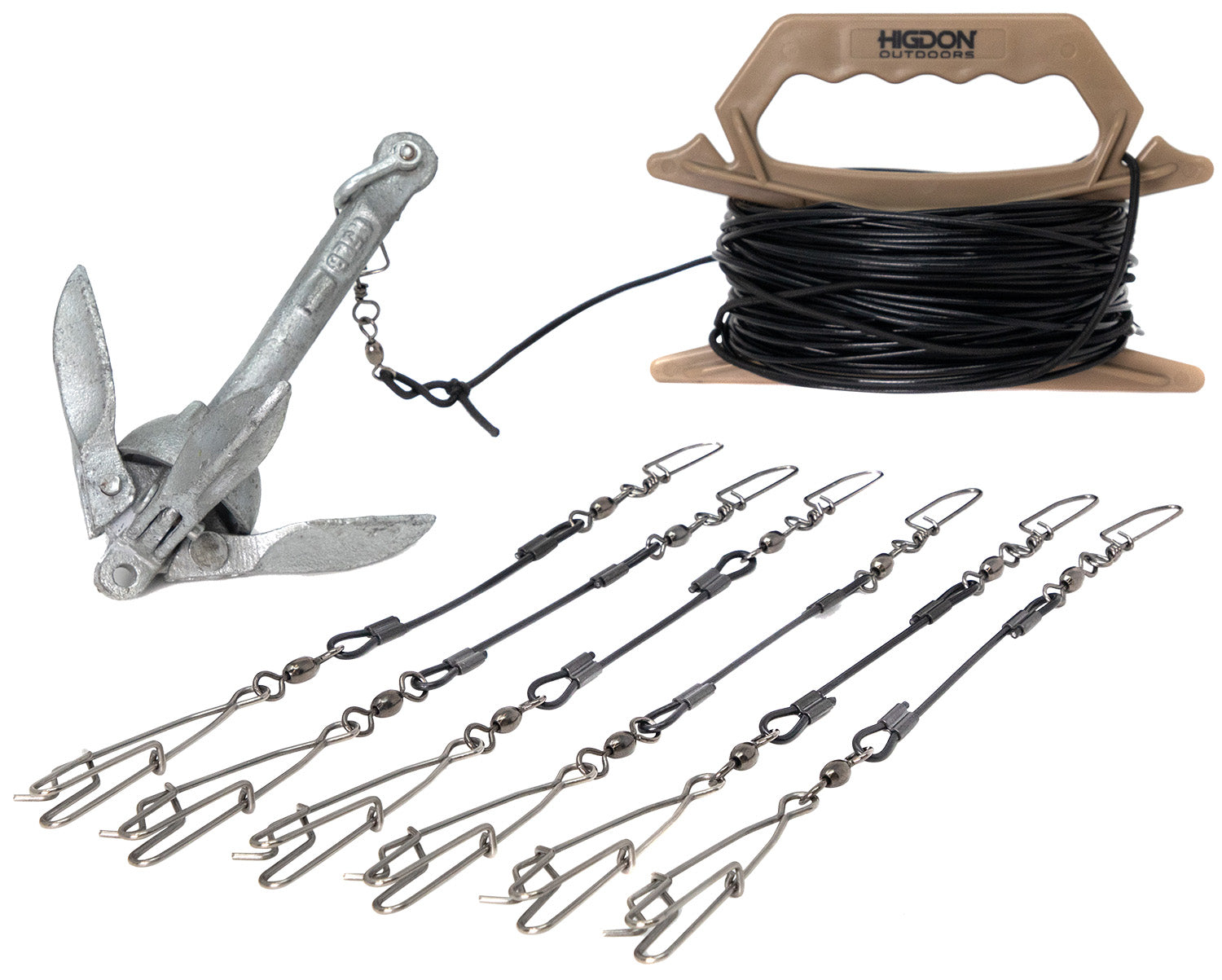 Higdon Outdoors 30340 Decoy Jerk Rig PVC Coated Steel Cable with Bungee and Anchor