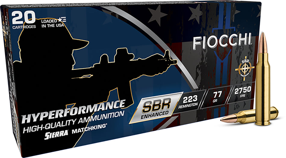 Fiocchi .223 Remington  77 grain Hollow Point Boat Tail ammunition