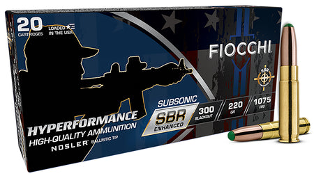 Fiocchi .300 AAC Blackout Hyperformance SBR Enhanced 220 grain Ballistic Tip ammunition
