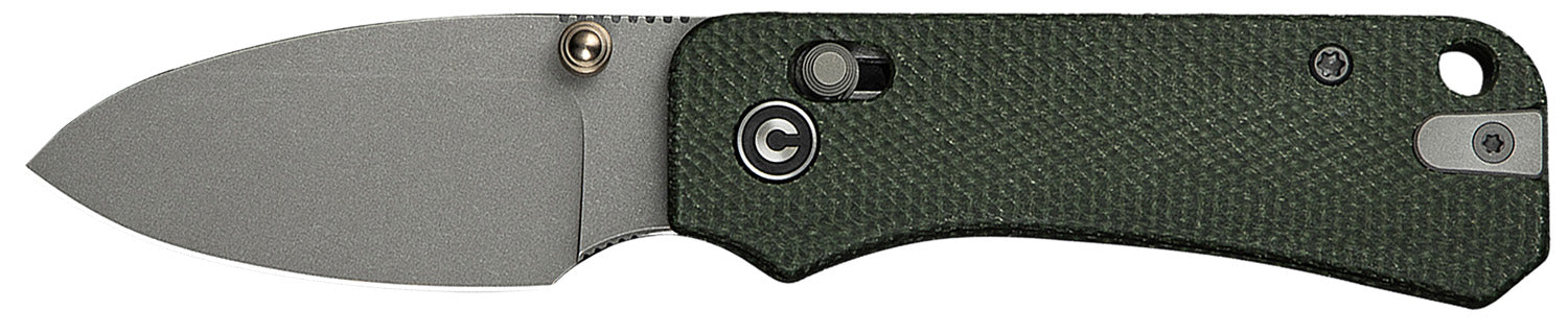 Civivi C23074-3 Baby Banter 2 2.34" Folding Crossbar Lock Drop Point Gray Stonewashed Blade Green Micarta Handle