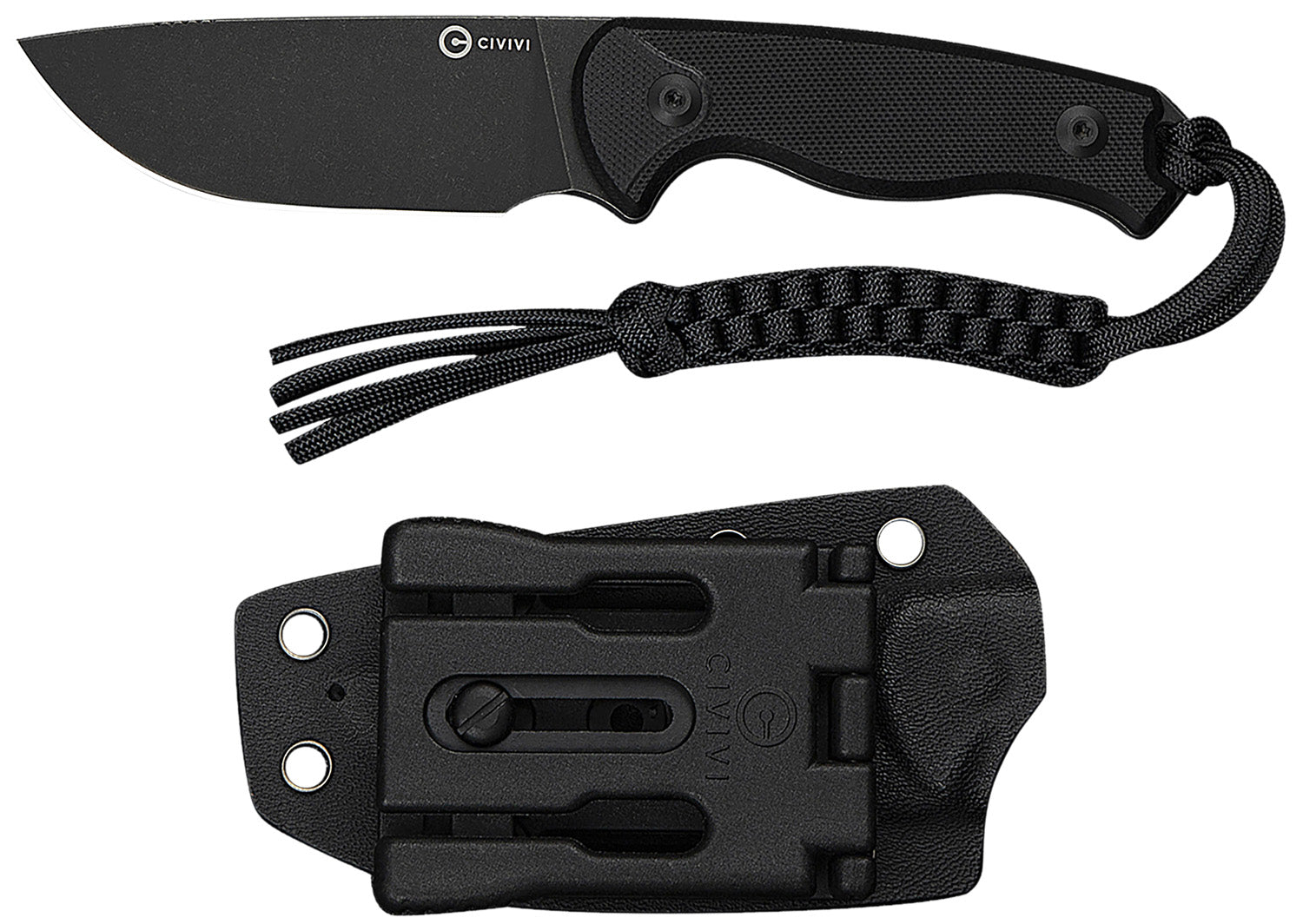 Civivi C23094-1 Timberbark 3.20" Fixed Blade Drop Point Stonewashed 14C28N Black G10 Handle with T-Clip and Sheath