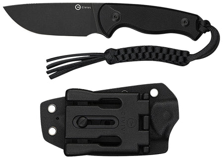 Civivi C23094-1 Timberbark 3.20" Fixed Blade Drop Point Stonewashed 14C28N Black G10 Handle with T-Clip and Sheath