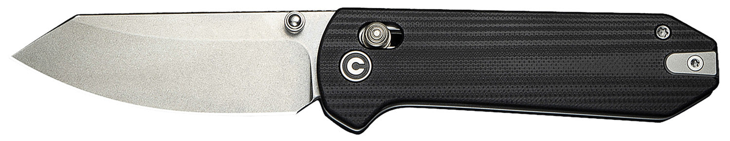 Civivi C23073-1 Yonder 2.88" Thumb Stud Folding Crossbar Lock Spey Point Stonewashed Blade Black G10 Handle