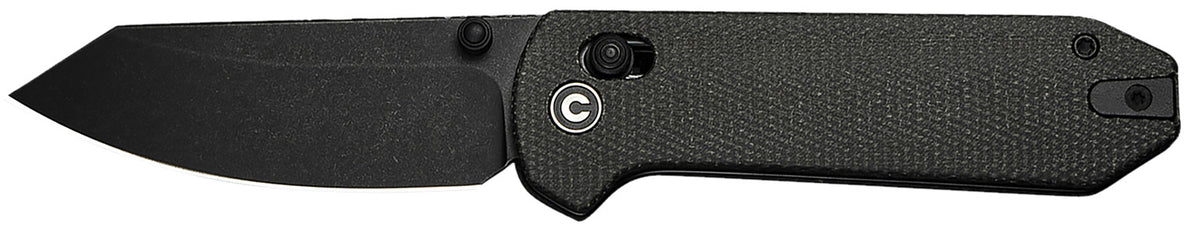 Civivi C23073B-1 Yonder 2.88" Thumb Stud Folding Crossbar Lock Black Stonewashed Spey Blade Dark Green Micarta Handle