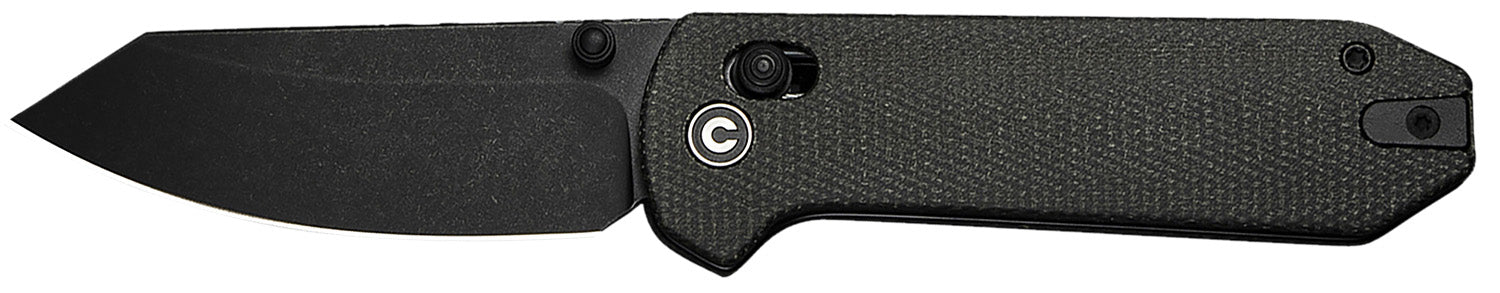 Civivi C23073B-1 Yonder 2.88" Thumb Stud Folding Crossbar Lock Black Stonewashed Spey Blade Dark Green Micarta Handle