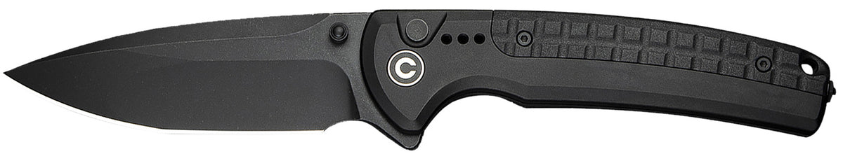 Civivi Knives Sentinel Strike II 3.70" Folder, Black Stonewashed Nitro-V Blade, Black Textured FRN Handle, Button Lock