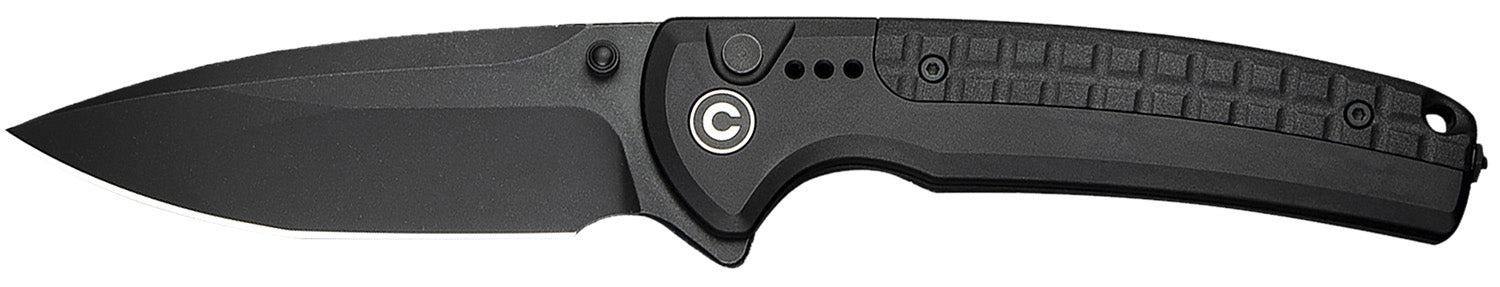 Civivi Knives Sentinel Strike II 3.70" Folder, Black Stonewashed Nitro-V Blade, Black Textured FRN Handle, Button Lock