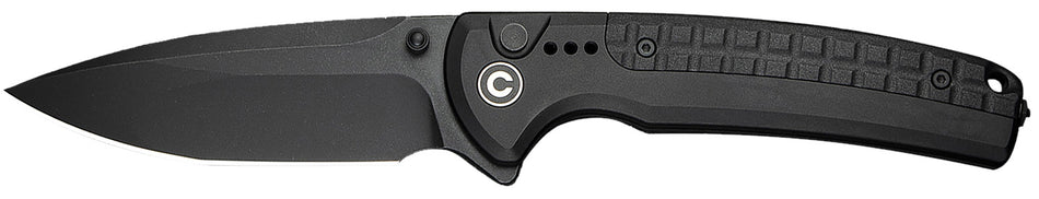 Civivi Knives Sentinel Strike II 3.70" Folder, Black Stonewashed Nitro-V Blade, Black Textured FRN Handle, Button Lock