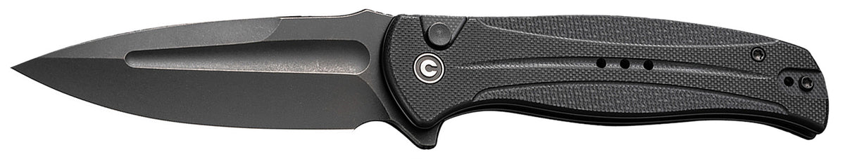 Civivi Knives Incindie 3.48" Folder, Black Stonewashed 14C28N Steel Spear Point, Black Textured G10 Handle