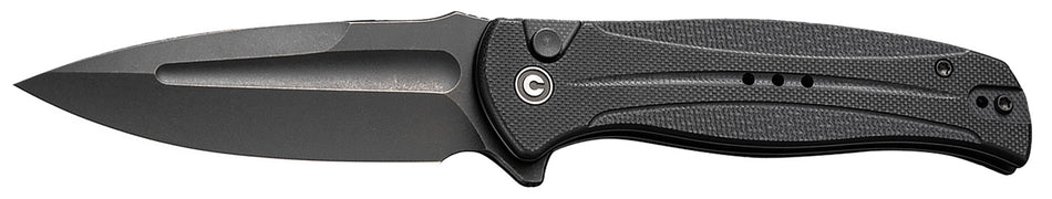 Civivi Knives Incindie 3.48" Folder, Black Stonewashed 14C28N Steel Spear Point, Black Textured G10 Handle