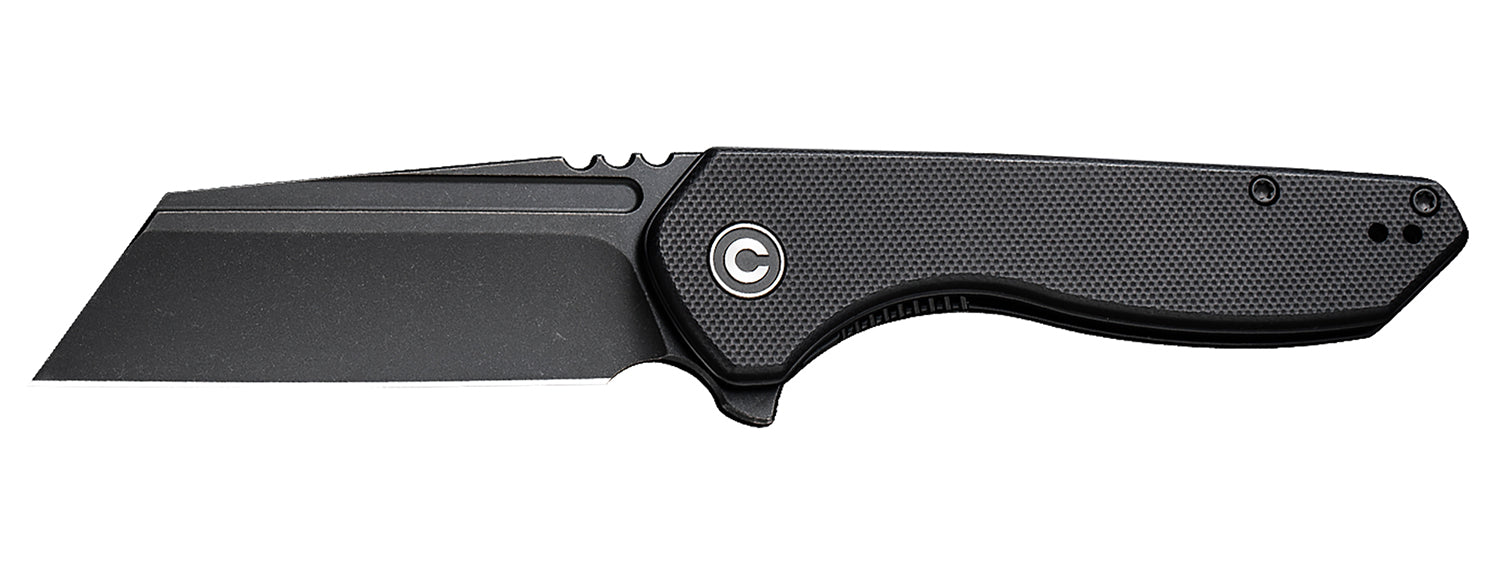 Civivi Knives ExOne 2.94" Folder, Black Stonewashed Nitro-V Steel Reverse Tanto, Black Textured G10 Handle