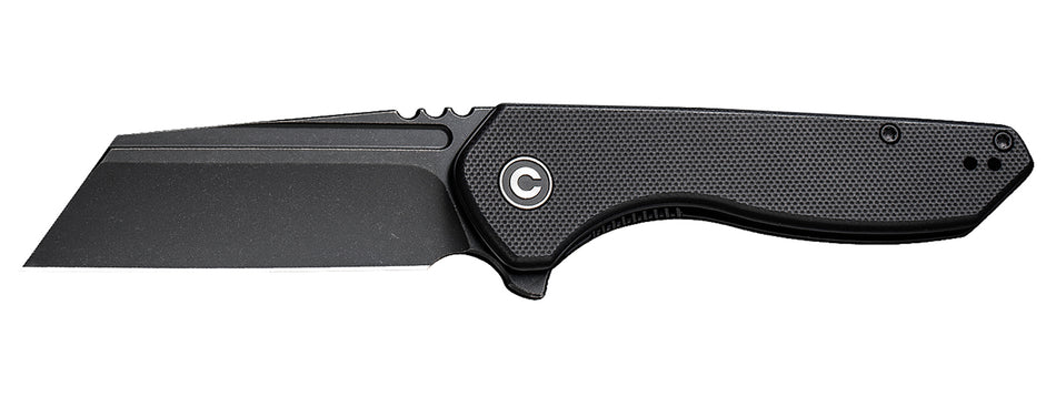 Civivi Knives ExOne 2.94" Folder, Black Stonewashed Nitro-V Steel Reverse Tanto, Black Textured G10 Handle